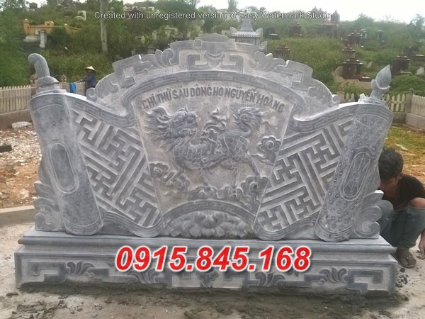 5547 bình định bán cuốn thư đá lăng mộ đẹp - bình phong đá