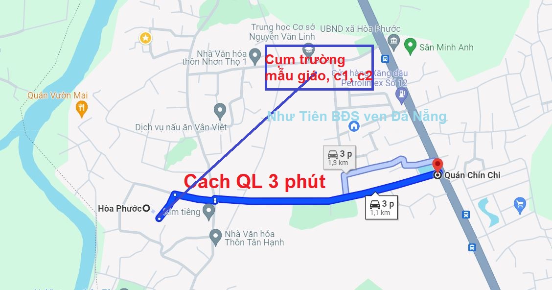 25 Bán đất Hòa Phước, Đà Nẵng đường ô tô 4m nhỉnh 1 tỷ cách QL1A 1km