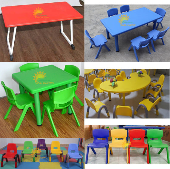 Bàn ghế nhựa mầm non đa dạng mẫu và màu sắc 