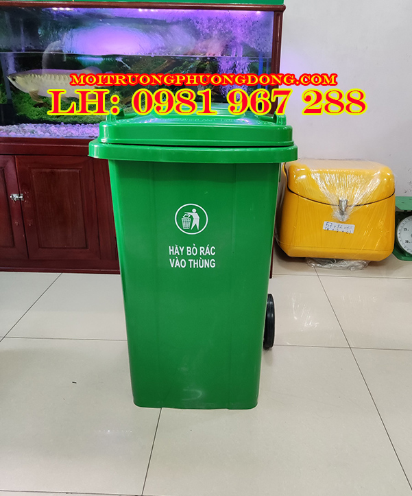 Bán thùng rác nhựa 80 lít công cộng màu xanh