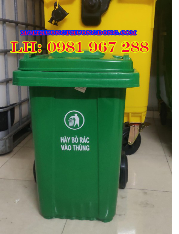 Bán thùng rác nhựa 80 lít công cộng màu xanh