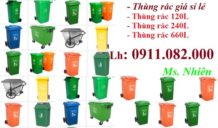 Thùng rác 120 lít 240 lít 660 lít giá rẻ- thùng rác nhựa hdpe