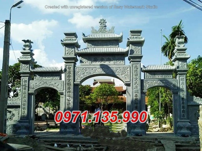 mẫu cổng đá đẹp nhà thờ đình chùa bán tại quảng ninh thái bình