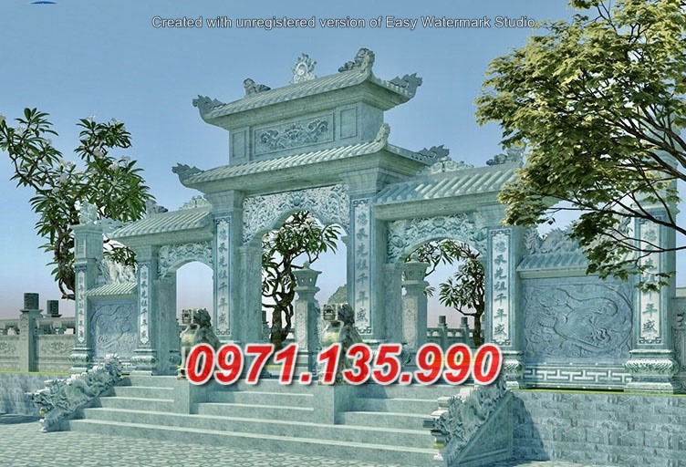 mẫu cổng đá đẹp nhà thờ đình chùa bán tại quảng ninh thái bình
