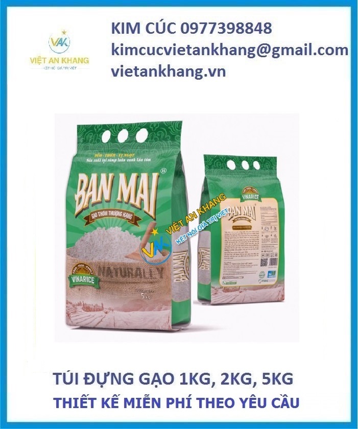 túi gạo 1kg, túi gạo 2kg, túi gạo 5kg, túi gạo in ống đồng