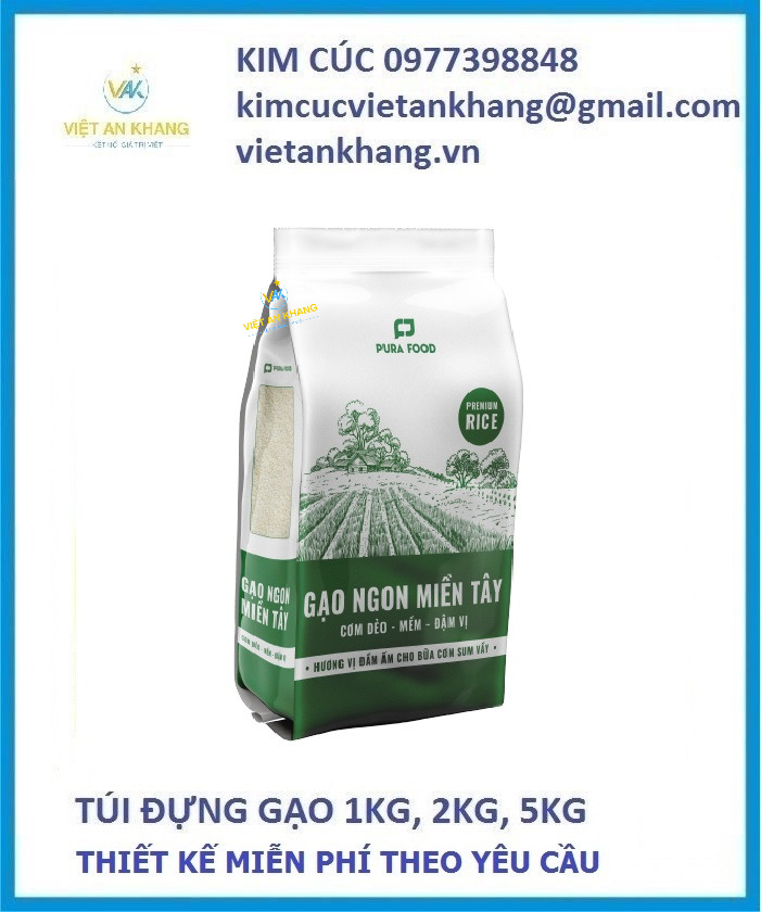 túi gạo 1kg, túi gạo 2kg, túi gạo 5kg, túi gạo in ống đồng