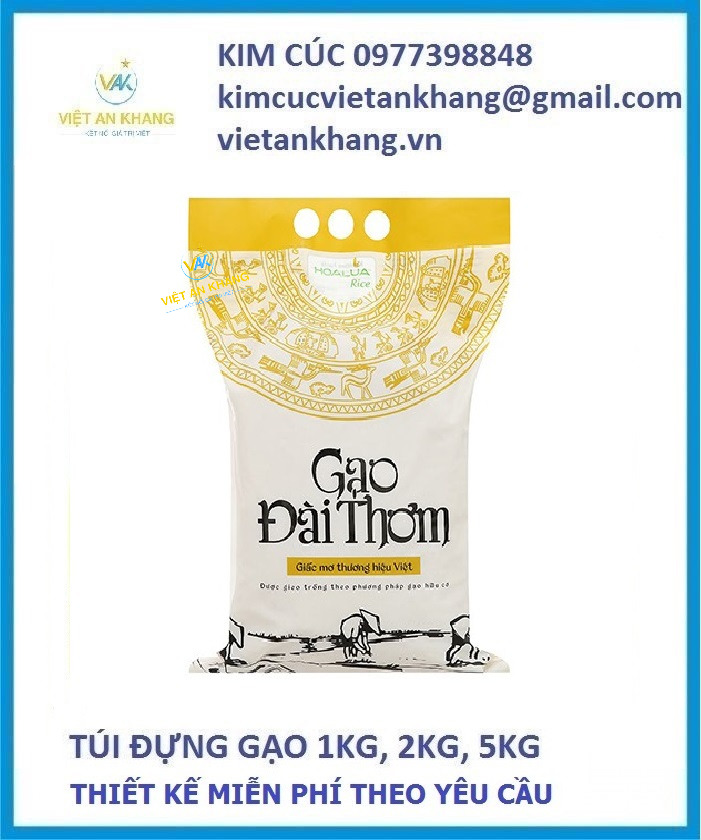 túi gạo 1kg, túi gạo 2kg, túi gạo 5kg, túi gạo in ống đồng