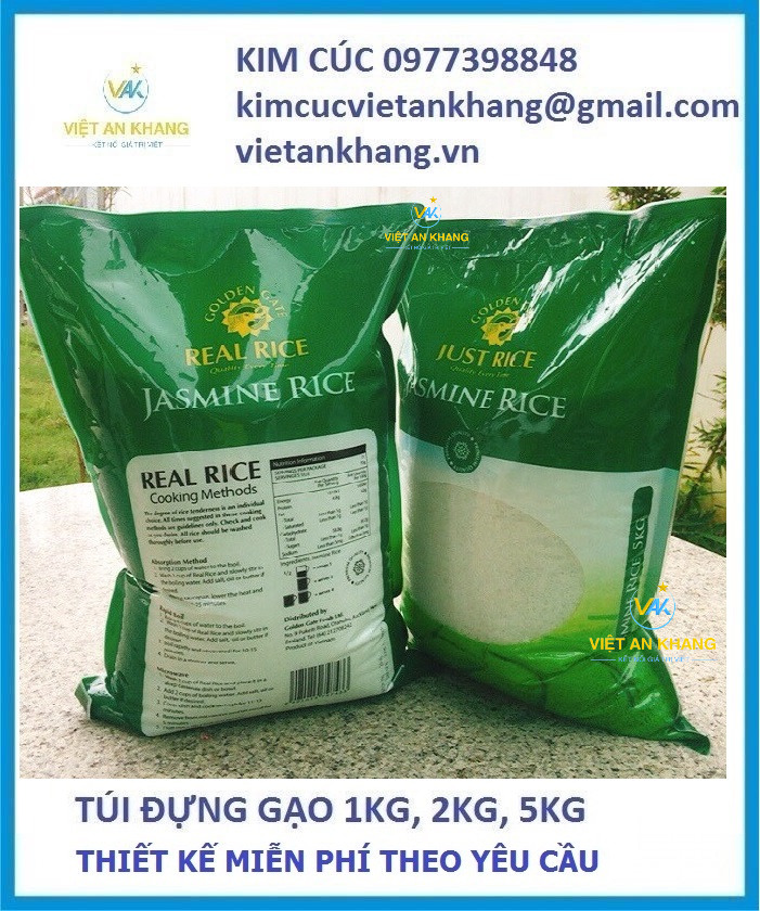 túi gạo 1kg, túi gạo 2kg, túi gạo 5kg, túi gạo in ống đồng