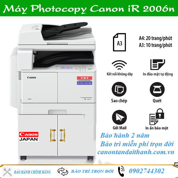 Máy Photocopy Canon Ir2006n giá siêu ưu đãi tại TPHCM