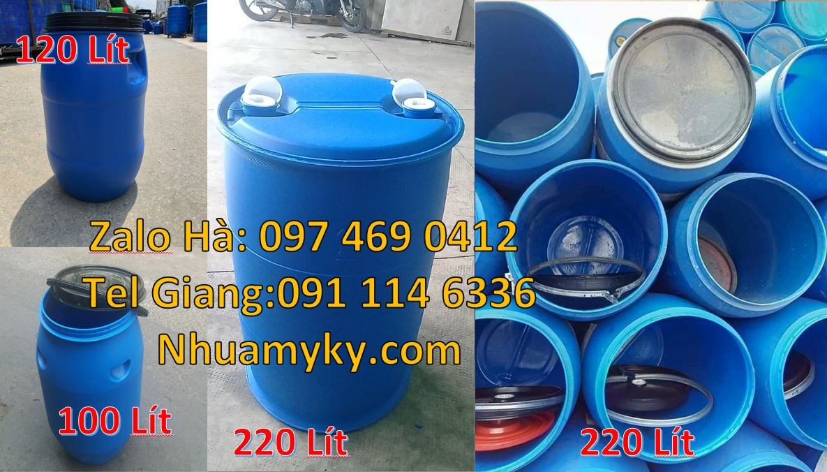 thùng phuy nhựa xanh 220l,phuy nhựa 200l đựng hóa chất,phuy nhựa rẻ