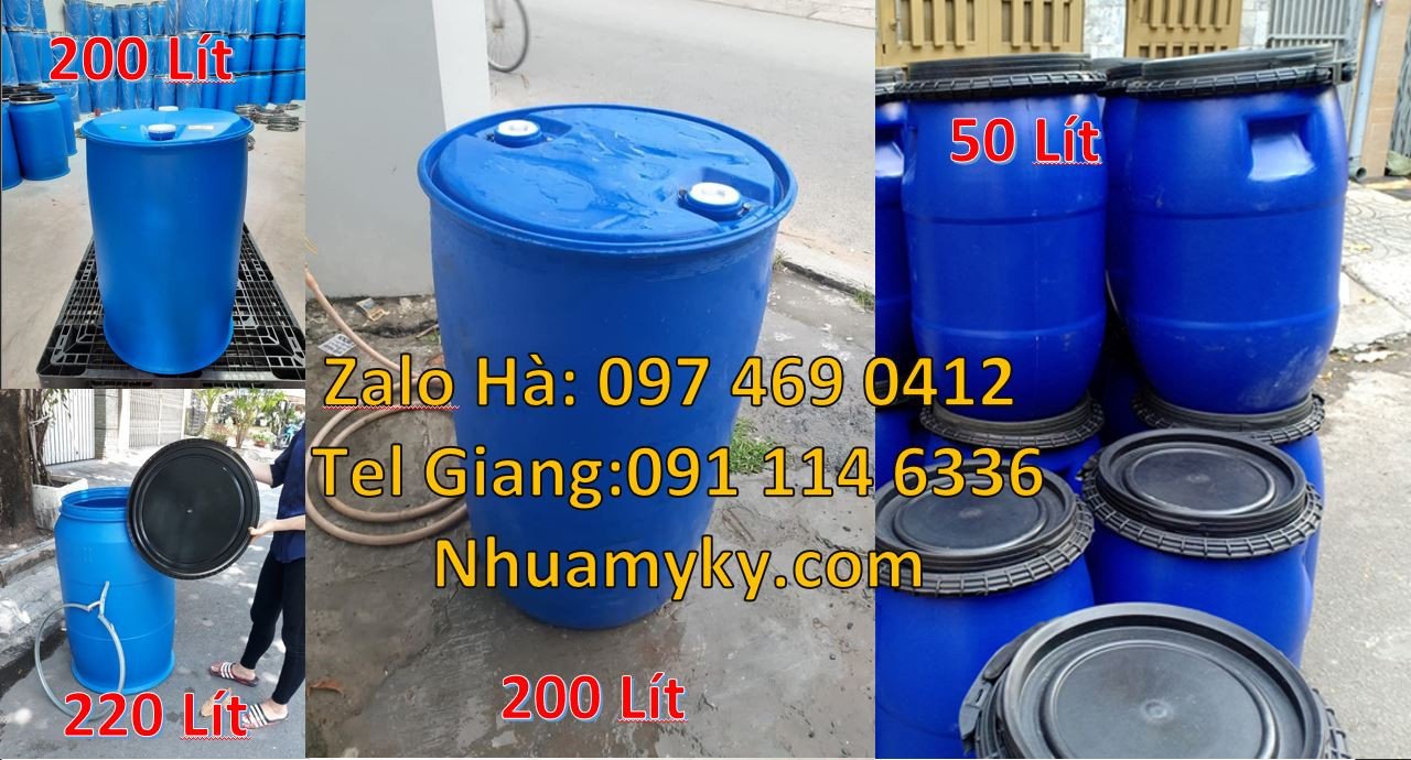 thùng phuy nhựa xanh 220l,phuy nhựa 200l đựng hóa chất,phuy nhựa rẻ