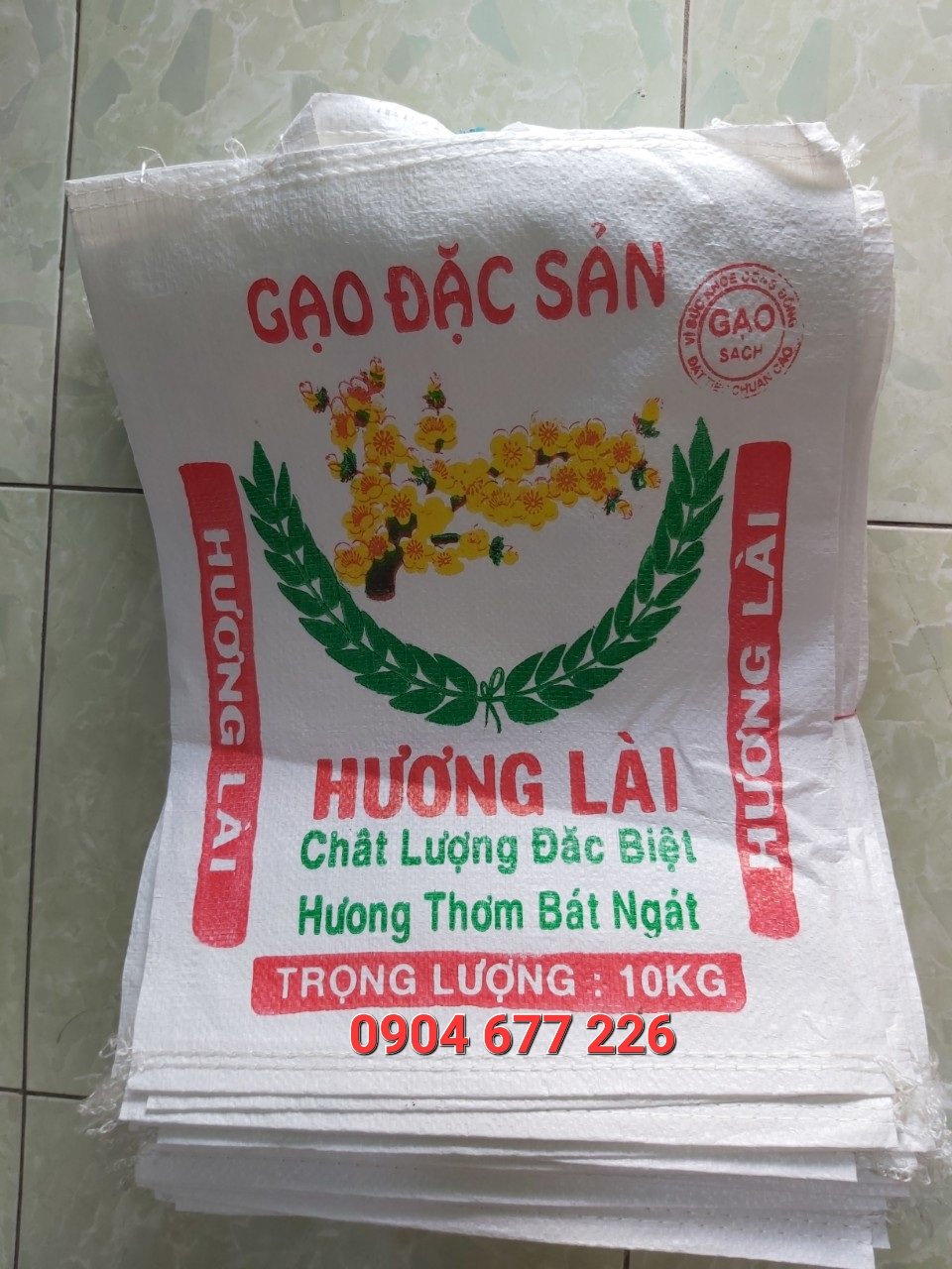 Bao pp dệt, mẫu bao gạo hương lài loại 10kg