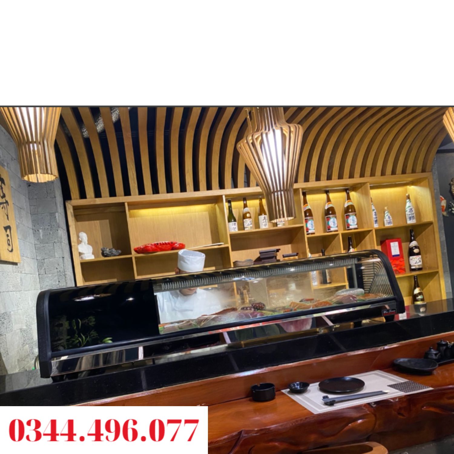 tủ trưng bày sushi- tủ mát sashimi 1m2 1m5 1m8 2 tầng