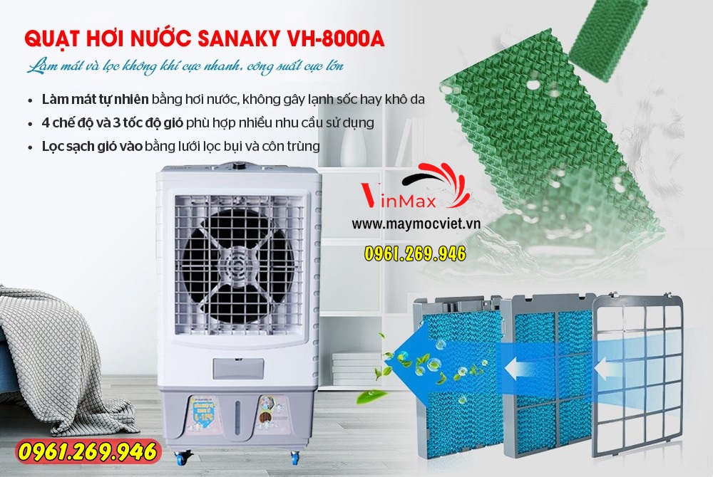 Quạt hơi nước làm mát không khí Sanaky VH-8000A