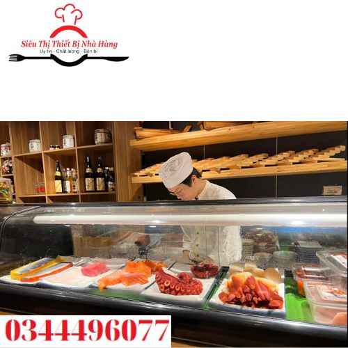 tủ trưng bày sushi, tủ mát sashimi 1m2 - 1m8