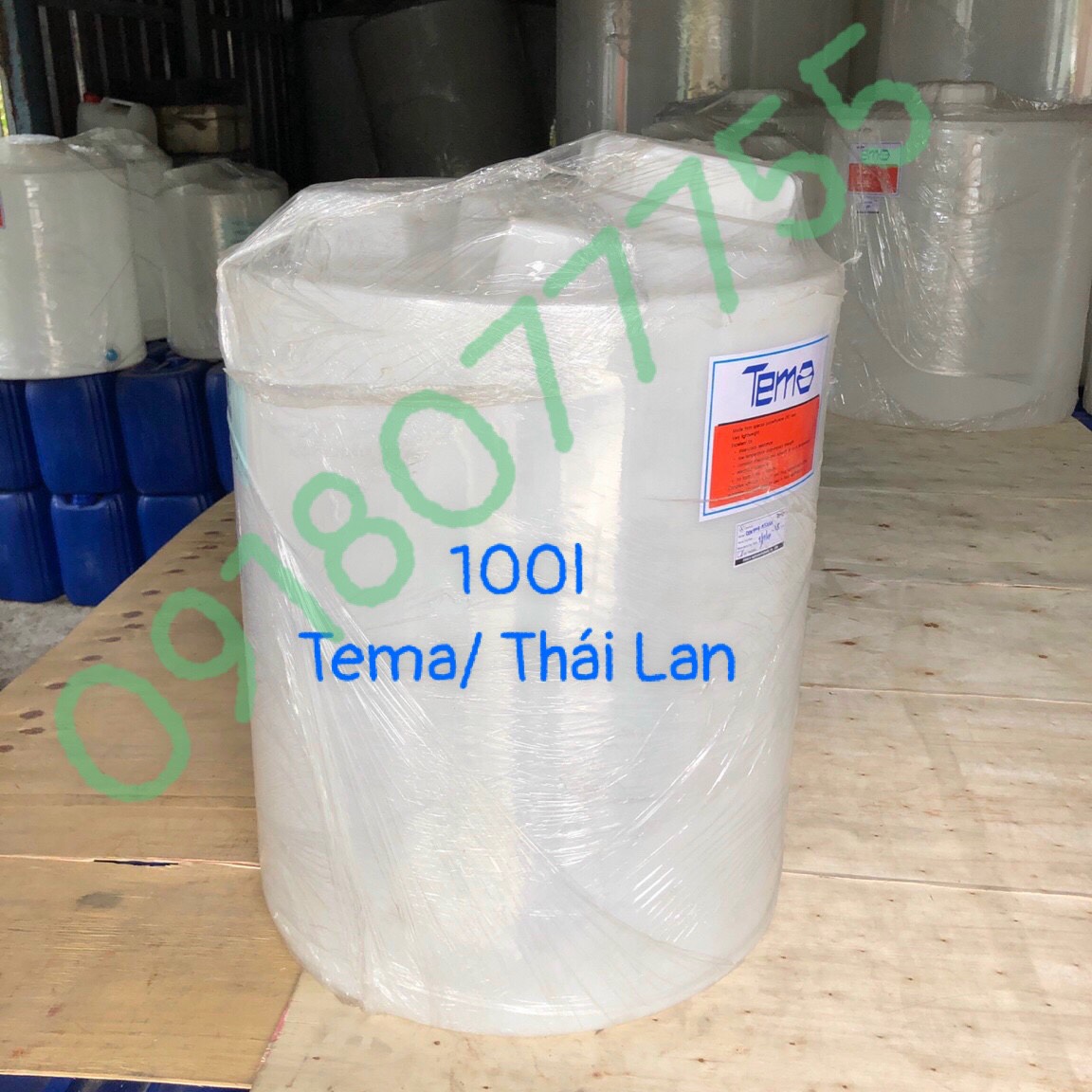 Bán bồn nhựa PE đựng hóa chất loại 100L Tema/Thái lan _ CEN100B-M5X6N