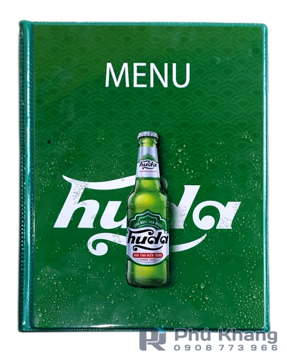 Cuốn menu da simili, bìa menu hãng bia quà tặng