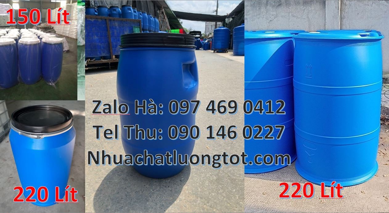 Bán thùng phuy xanh 220l,thùng phuy nhựa 200l đựng hóa chất giá rẻ hcm