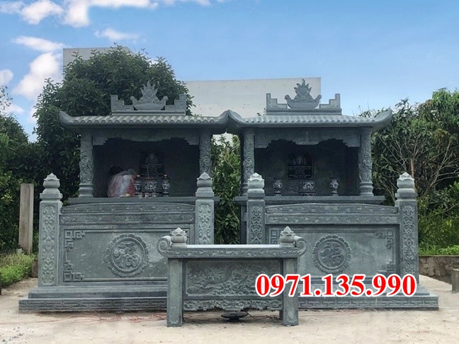 Mộ đá bố mẹ - Mẫu mộ ông bà bằng đá xanh đẹp bán Bắc Ninh