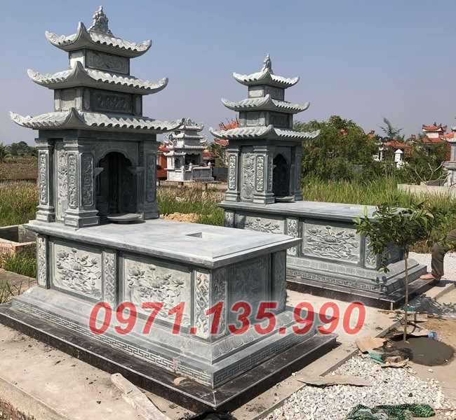 Mộ đá bố mẹ - Mẫu mộ ông bà bằng đá xanh đẹp bán Hà Giang