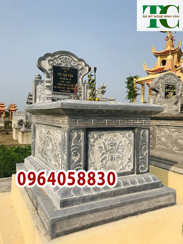Xây chụp mẫu mộ tam sơn đá tự nhiên đơn giản đẹp tại Nam Định