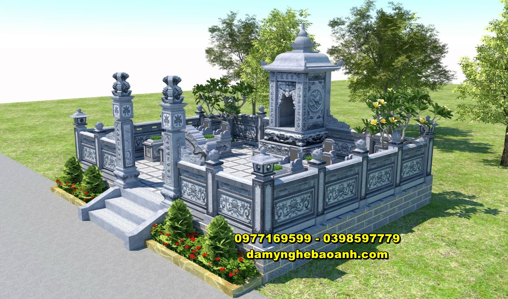 xây khu lăng mộ đá gia đình trong khu nghĩa trang tại kiên giang