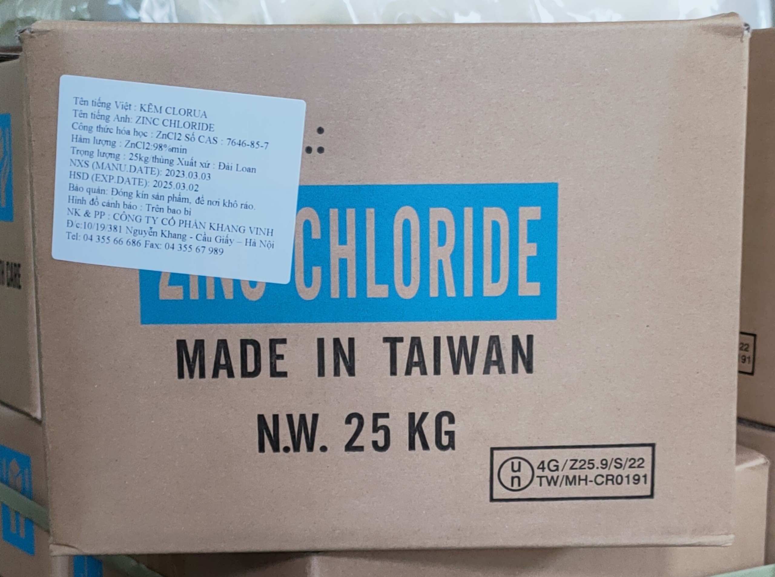 Kẽm Clorua Đài Loan dùng trong xi mạ, mạ kẽm nhúng nóng