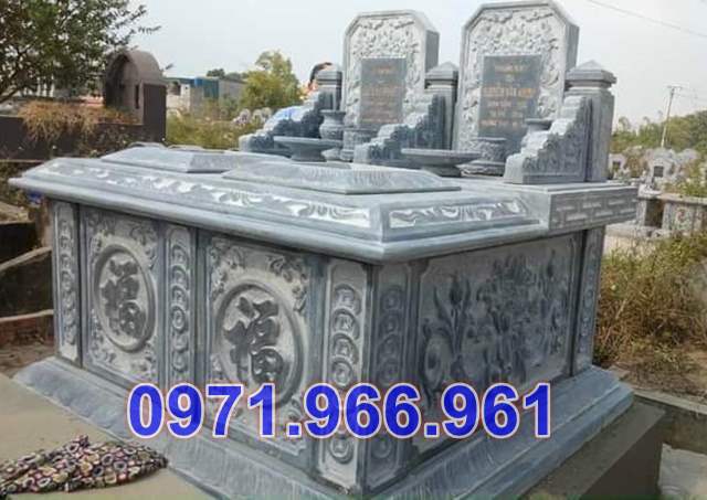 bán tiền giang - mẫu mộ đôi đơn giản đá xanh đẹp - mộ đôi có mái 768