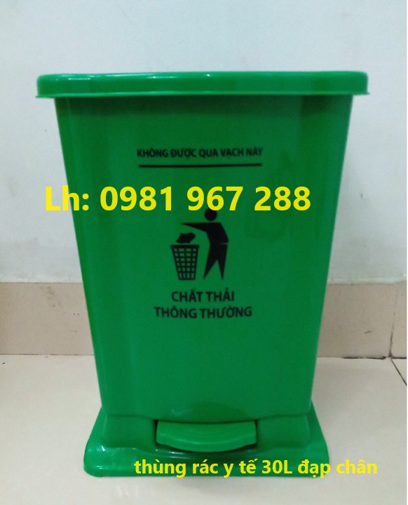 Thùng rác y tế 30 lít đạp chân, thùng rác phân loại rác thải 30L