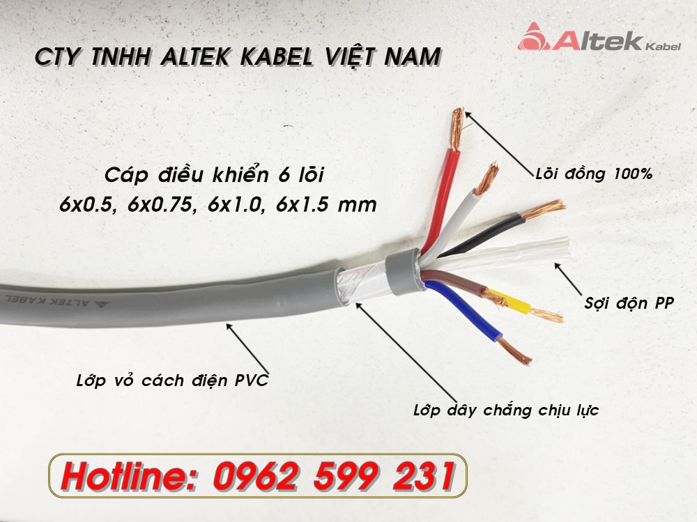 Cáp điều khiển Altek kabel 6 lõi 0.5, 0.75, 1.0, 1.5 mm2