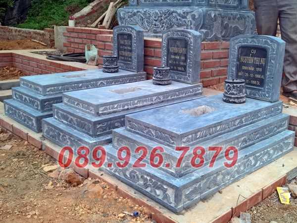 Mộ địa táng - An Giang bán sẵn mẫu mộ bằng đá nguyên khối xanh rêu