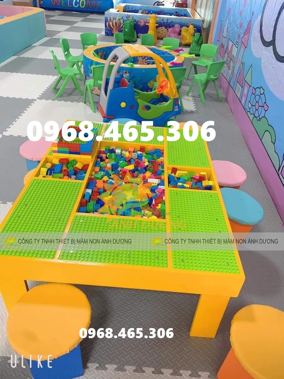 Bàn chơi lego xếp hình dành cho khu vui chơi trẻ em