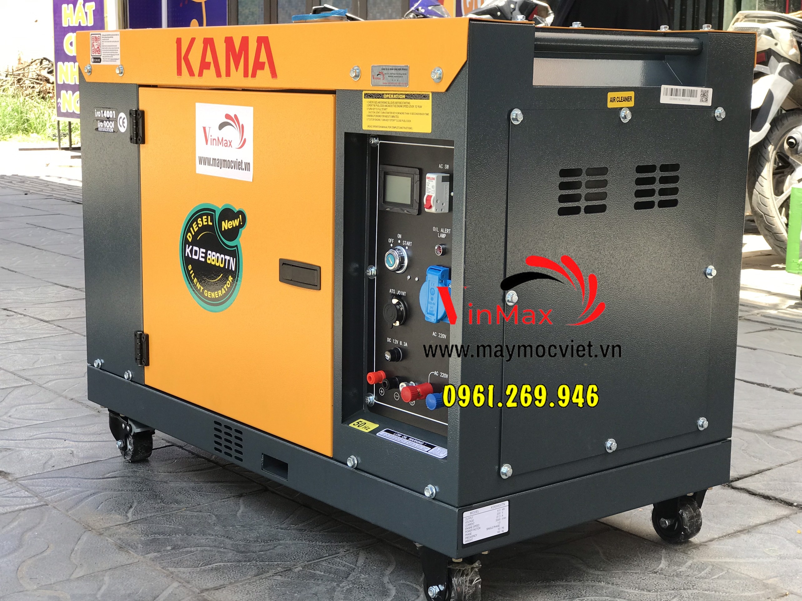Máy phát điện 6kw chạy dầu Kama 8800TN cách âm chống ồn siêu hot
