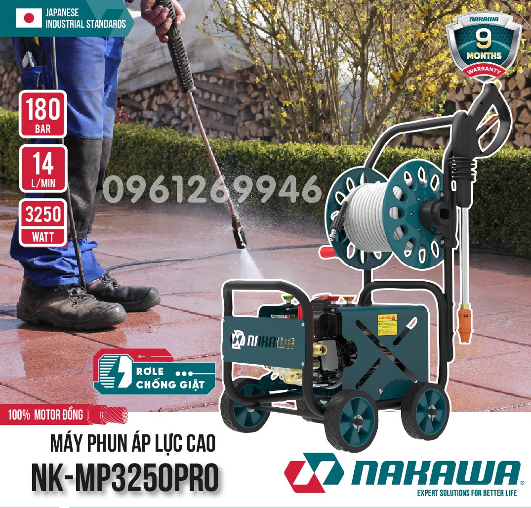 Máy rửa xe 3250W Nakawa NK-MP3250Pro áp lực cao rửa cực sạch