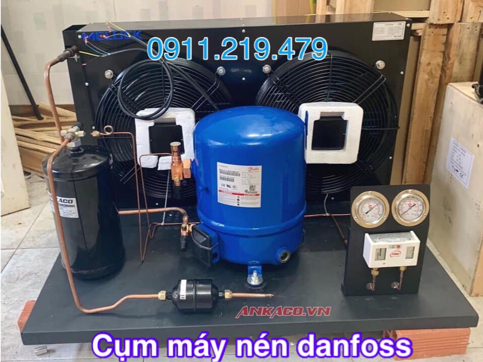 lắp đặt cụm máy nén kho lạnh danfoss piston 10hp MT125HU4DVE tại lâm