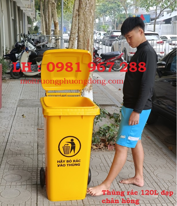 Cun cấp thùng rác nhựa 120L đạp chân y tế