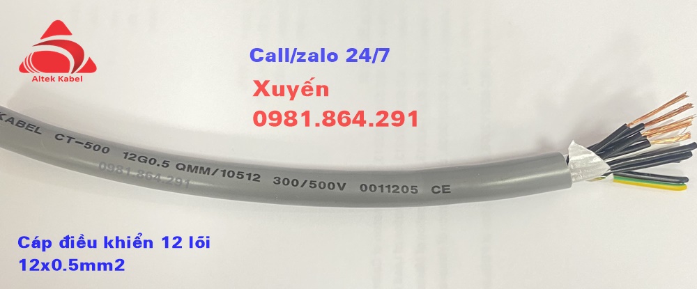 Dây cáp điện đồng chính hãng 12x0.5,12x0.75,12x1.0,12x1.5mm2