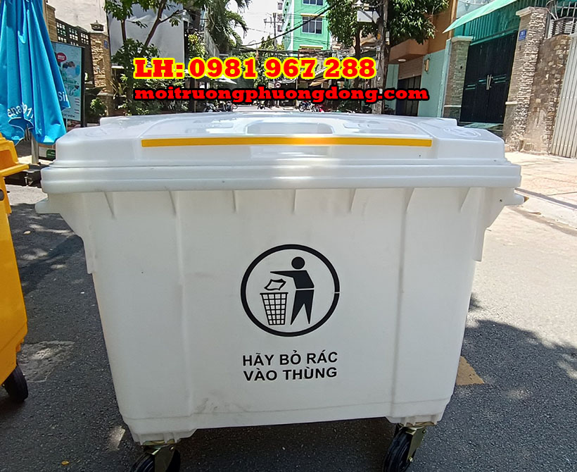 Bán thùng rác nhựa màu trắng 660L giá rẻ