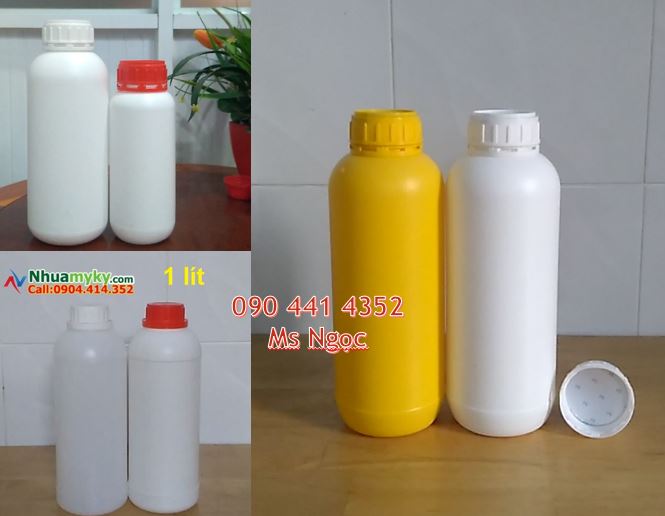 chai nhựa đựng hóa chất 500ml, chai nhựa tròn 0.5 lít, chai nhựa 1 lít