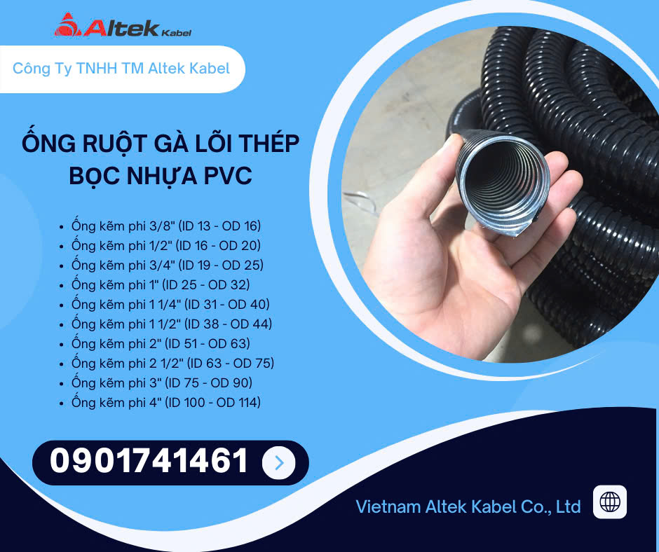 Ống ruột gà lõi thép bọc nhựa và đầu nối