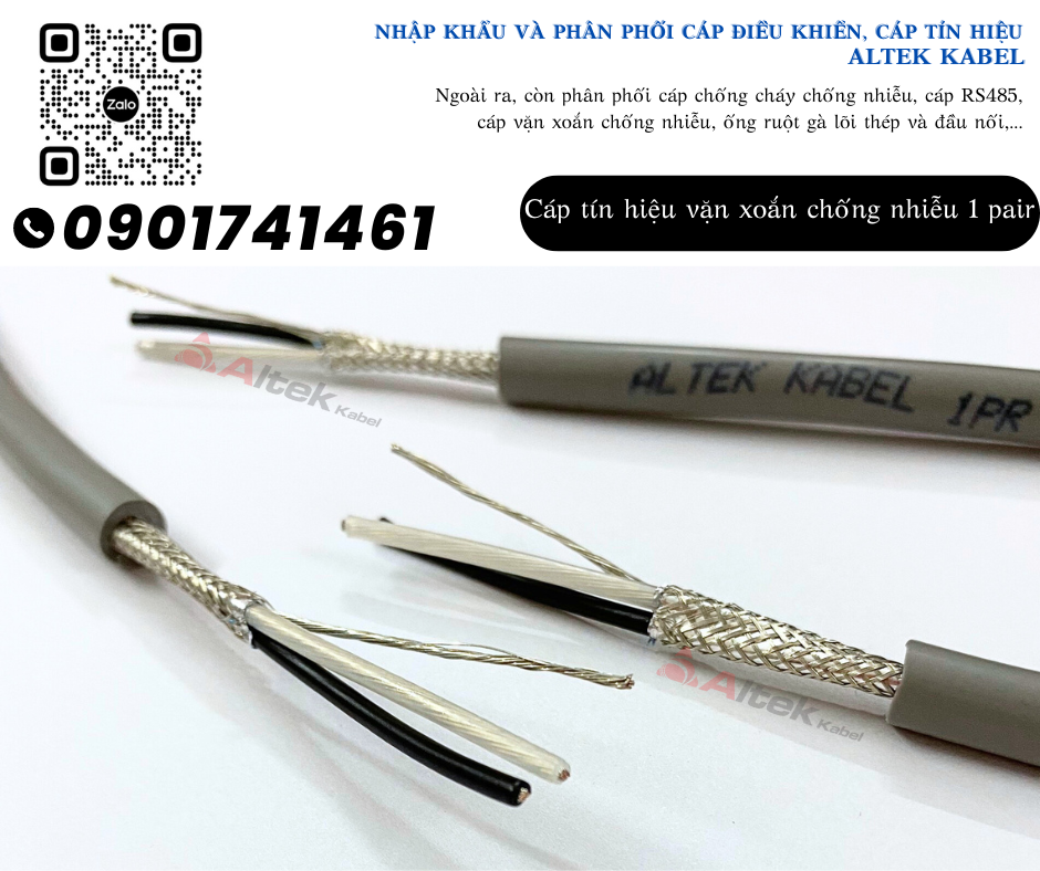 Cáp tín hiệu vặn xoắn chống nhiễu 2 lớp/ Cáp Altek Kabel rẻ