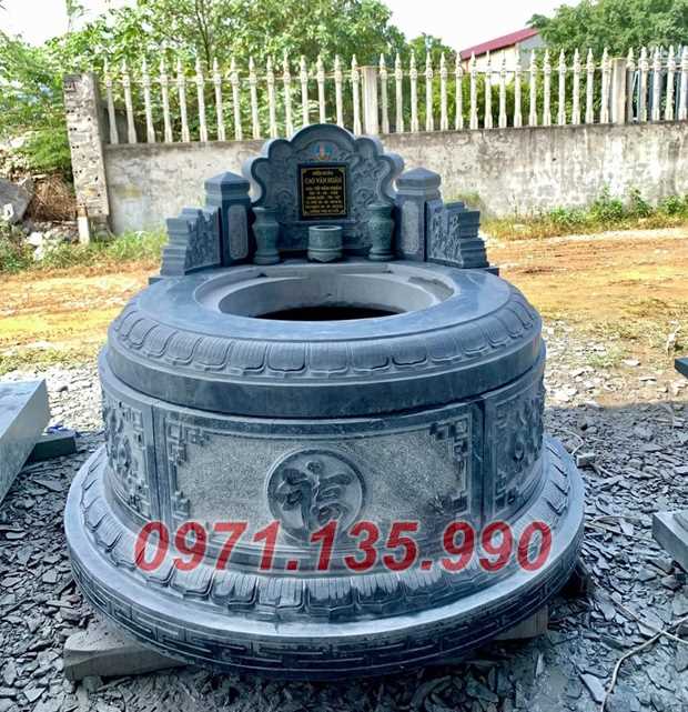 Mộ đá tròn - Mẫu mộ hình lục lăng bát giác bằng đá đẹp bán Điện Biên