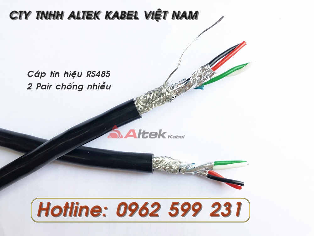 Cáp tín hiệu RS485 Altek kabel 2 lớp chống nhiễu 22AWG