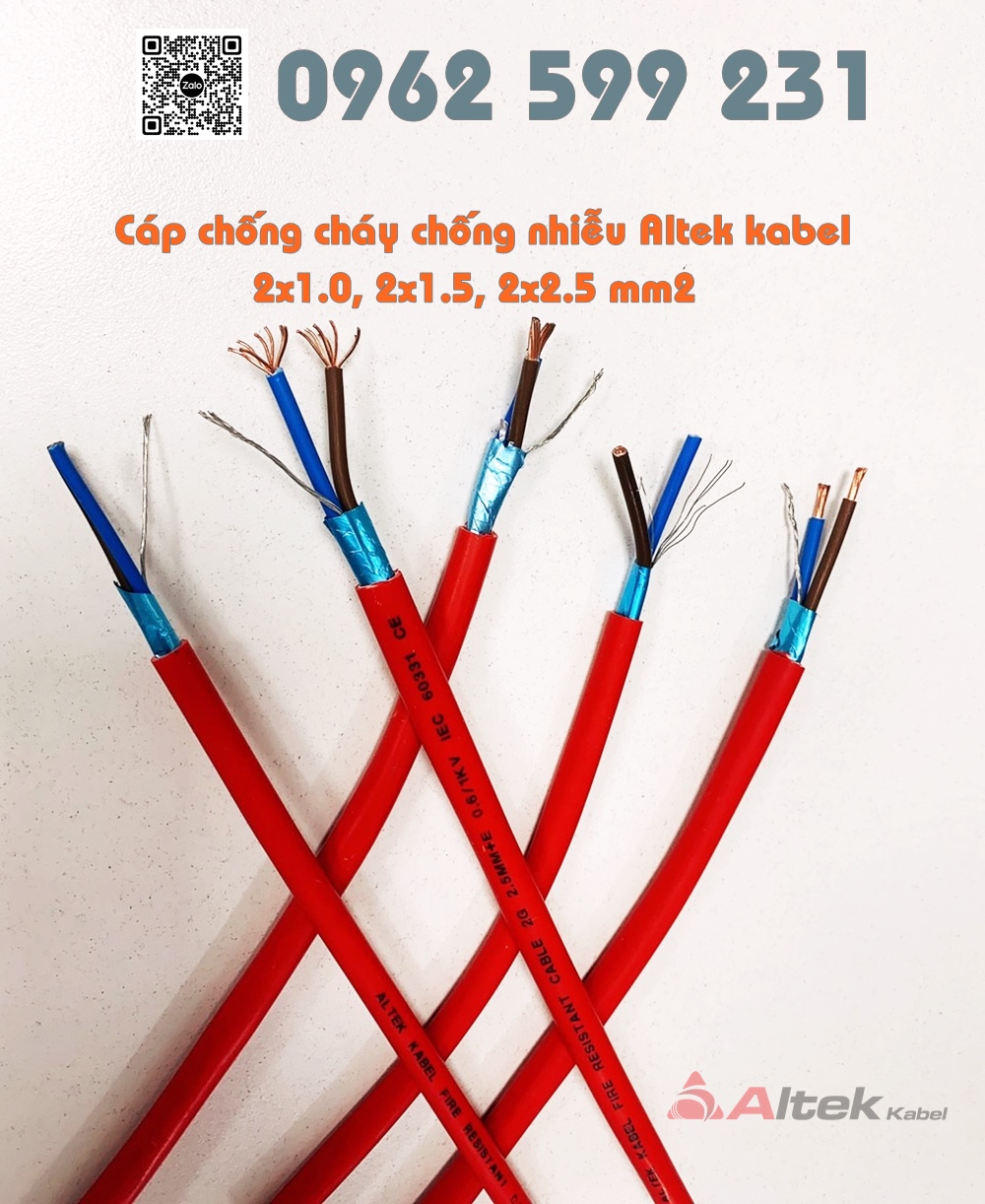 Cáp chống cháy Altek kabel chống nhiễu AL+E 2x1.0
