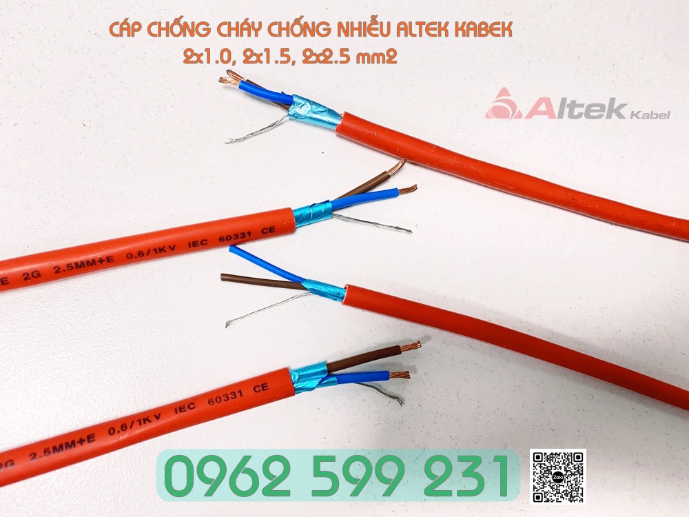Cáp chống cháy Altek kabel chống nhiễu AL+E 2x1.0