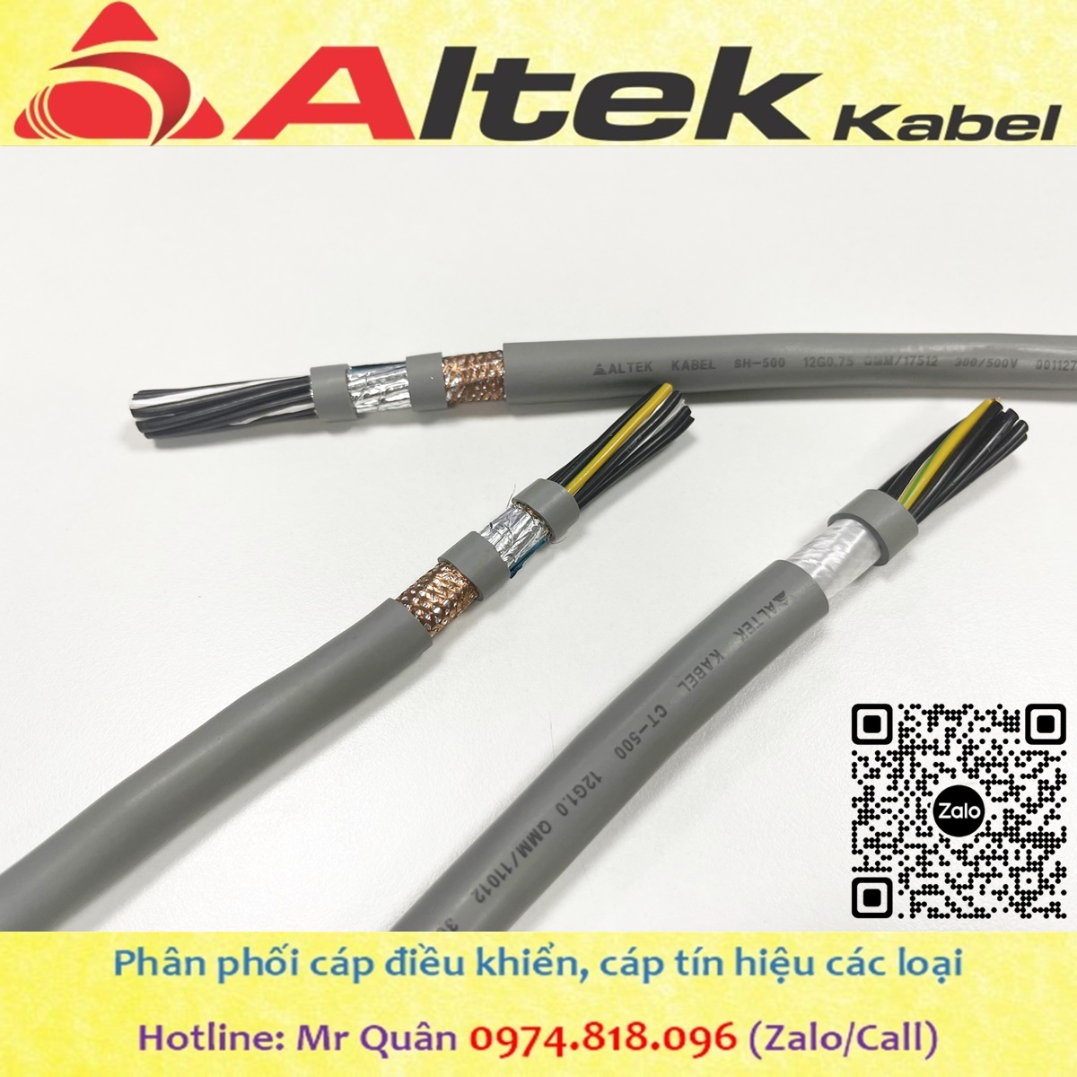 Cáp tín hiệu 12x0.5 lõi mềm Altek Kabel (hàng có sẵn)