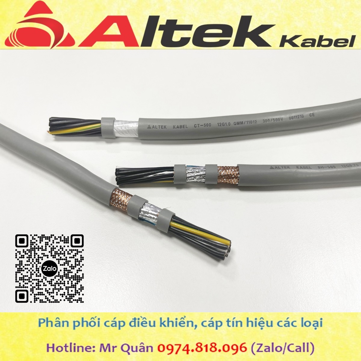 Cáp tín hiệu 12x0.5 lõi mềm Altek Kabel (hàng có sẵn)
