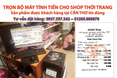 MÁY TÍNH TIỀN cho siêu thị, cửa hàng bách hóa, shop thời trang tại An Giang, Kiên Giang, Cần Thơ