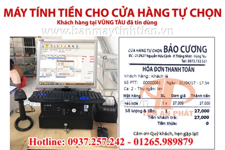 Máy tính tiền in hóa đơn thanh toán cho siêu thị mini tại Hòa Bình, Thái Nguyên, Lạng Sơn