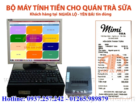 Máy tính tiền in hóa đơn thanh toán cho quán trà sữa tại Hòa Bình, Thái Nguyên, Lạng Sơn